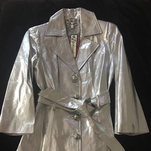 Bushwacker leather metallic silver jacket large
